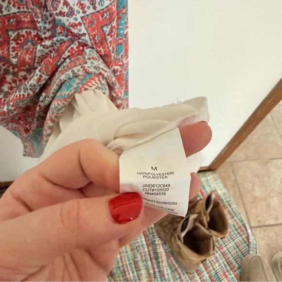 Speechless Teal and Coral Patterned Crochet Mini Dress - Picture 9 of 9